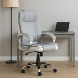 Grey & White Leatherette Swivel Office Revolving Chair | Heavy Tilting Mechanism & Strong Chrome Stand Base