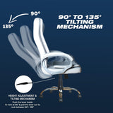 Grey & White Leatherette Swivel Office Revolving Chair | Heavy Tilting Mechanism & Strong Chrome Stand Base