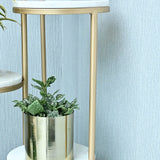 Beautiful Premium Looking Sturdy Metal Planter Stand With White Round Marble At Top - 4 Tier