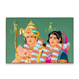 Shri Ram-Sita Ji Wall Canvas Painting for Mandir/Living Room