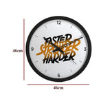 Faster, Stronger & Harder Typographic Gym Wall Clock- Black Frame