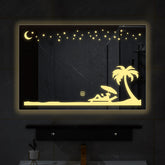 Rectangular Beautiful Beach Theme Based Led Bathroom Wall Mirror