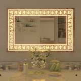 Designer Greek Key Motif Led Rectangular Bathroom Mirror