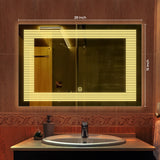Rectangular Shaped Line Art Pattern Led Bathroom Wall Mirror