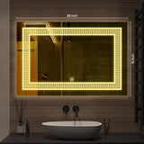Rectangular Shaped Decorative Pattern Led Bathroom Wall Mirror