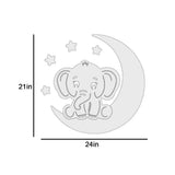 Playful Elephant & Moon Backlit Wooden Wall Décor
