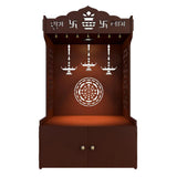 Timeless Wooden Mandir for Home with Spacious Shelf & Inbuilt Focus Light- Brown