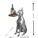 Dog Luna Diamond Decorative Showpiece with Tray in Gray Color