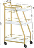 3 Tier Kitchen Bar Trolley In White Gold Finish