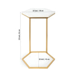 Hexagon Shape Marble Top Golden Stand Side Table