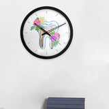 Floral Tooth Dentist Office Wall Clock