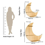 Moon Backlit Wood Wall Shelf / Book Shelf, Oak Finish