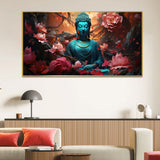 Meditating Buddha with Lotus flower Canvas Paintings