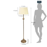 Royal Brass Antique Gold Floor Lamp Standing 5ft Height with Cream Lampshade 16 inches