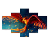 Amazing Phoenix Art 5 Pieces Canvas Print Wall Painting