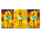 Dancing Ballerina Wall Art Wooden Framed 3 Pieces Canvas Painting