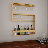 Modern MDF Bar Wall Shelf / Mini Bar Cabinet in Oak Finish