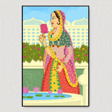 Rajasthani Madhubani Painting / Canvas Print Stretched on Wood Bars 61 x 41cm