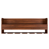 Engineered Wood Backlit Bar Wall Shelf / Mini Bar Cabinet in Walnut Finish
