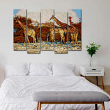 African Giraffe Group Canvas Wall Painting