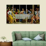 Last Supper Wall Painting Wooden Framed 5 Pieces Canvas Painting