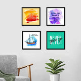 Attractive Motivational Quotes frame Set of 4 with Break Resistant Clear Acrylic Glass