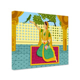 Beautiful Madhubani Painting / Canvas Print Stretched on Wood Bars 61 x 41cm
