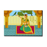 Beautiful Madhubani Painting / Canvas Print Stretched on Wood Bars 61 x 41cm