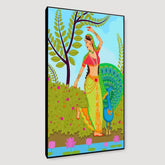 Beautiful Madhubani Painting / Canvas Painting Stretched on Wood Bars 61 x 41cm