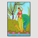 Beautiful Madhubani Painting / Canvas Painting Stretched on Wood Bars 61 x 41cm