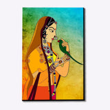 Traditional Madhubani Painting / Canvas Print Stretched on Wood Bars 61 x 41cm