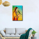 Traditional Madhubani Painting / Canvas Print Stretched on Wood Bars 61 x 41cm