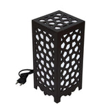 Geometric Lattice Table Lamp - Unique Wooden Cutout