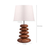 Wooden Pebble Table Lamp 18 Inches Height With 10 Inches Diameter Cream Jute Lamp Shade