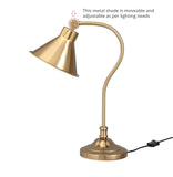 Study Desk Office Reading Curved Table Lamp Brass Antique with Adjustable Head Shade