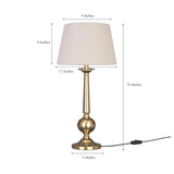 Table Lamp Brass Antique Gold 26 inches Height with Off White 12 inches Diameter Lampshade