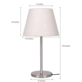 Table Lamp Sleek Silver 19 inches Height with Off White 10 inches Diameter Lamp shade