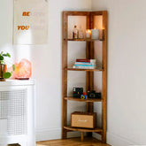 Sheesham wooden Corner Shelf In Ladder Motif