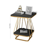 Modern Square Shaped Creative Artistic Golden Metal Finish with Black Marble