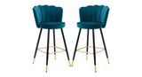 Teal Color Flower Counter Stool
