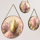Blush Pink Leaves Round Framed Wall Art Set of 3