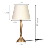 Table Lamp Brass Antique Gold 19 inches Height with Off White 10 inches Diameter Lampshade