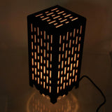 Stylish Wooden Table Lamp with Abstract Line Design