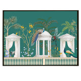 Mughal Garden Peacock Artwork Abstract Canvas Framed Painting Indian Ethnic Traditional Wall Art Large Size For Living Room Bedroom Office Home Decoration.