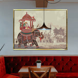 Mughal Theme Artwork Abstract Canvas Framed Painting Indian Ethnic Traditional Wall Art Large Size For Living Room Bedroom Office Home Decoration