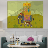 Mughal Elephant Artwork Abstract Canvas Framed Painting Indian Ethnic Traditional Wall Art Large Size For Living Room Bedroom Office Home Decoration