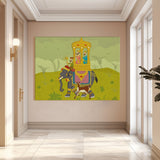 Mughal Elephant Artwork Abstract Canvas Framed Painting Indian Ethnic Traditional Wall Art Large Size For Living Room Bedroom Office Home Decoration