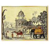 Elephant and Camel Picture Artwork Abstract Canvas Framed Painting Indian Ethnic Traditional Wall Art Large Size For Living Room Bedroom Office Restaurant Home Decoration