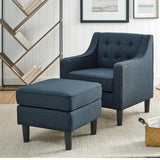 Charcoal Tufted Comfy Lounge Chair With Ottoman