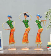 Lady farmer Figurine Set Of 3 table decor
